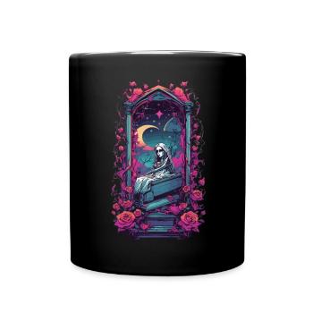 Neon Gothic Friedhof Okkultes Design - Tasse einfarbig - Schwarz - Vorne
