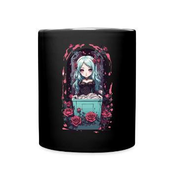 Anime Goth Chibi Vampire egirl Kawaii Design - Full Colour Mug - black - Front
