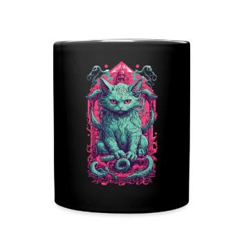 Creepy Demons Cat Halloween Underworld Design - Full Colour Mug - black - Front