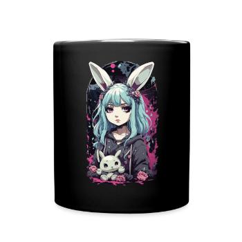 Kawaii Anime Bunny Goth Girl Manga Chic - Mug uni - noir - Devant