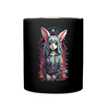 Goth Kemonomimi Bunny Anime Vaporwave Design - Mug uni - noir - Devant
