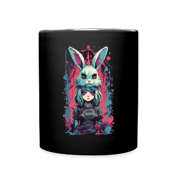 Gothic Anime Girl Halloween Hasen Kostüm Aesthetic - Tasse einfarbig - Schwarz - Vorne