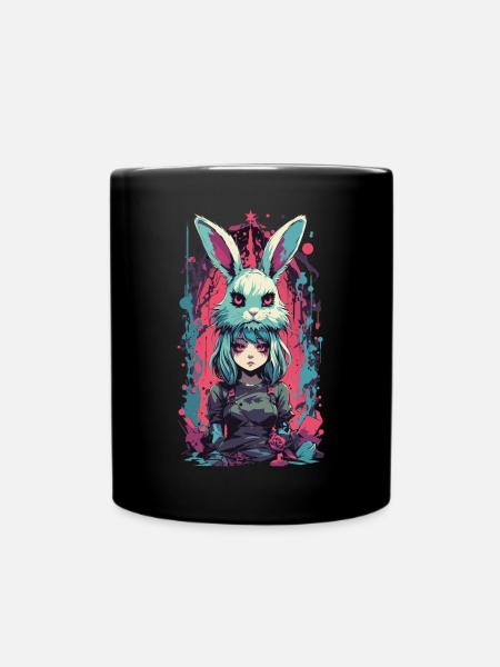 Gothic Anime Girl Halloween Hasen Kostüm Aesthetic - Tasse einfarbig - Schwarz