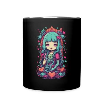 Weirdcore Goth Fille Occulte Amour Design - Mug uni - noir - Devant
