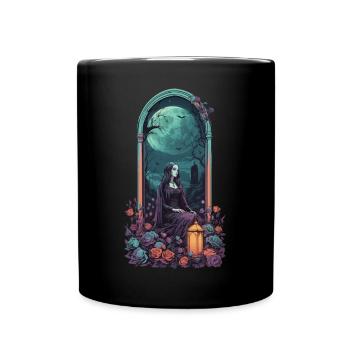 Gothic Vollmond Friedhof Nacht Pastell Design - Tasse einfarbig - Schwarz - Vorne
