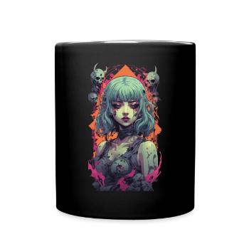 Gothic Girl Aesthetic Occult Vaporwave Design - Full Colour Mug - black - Front
