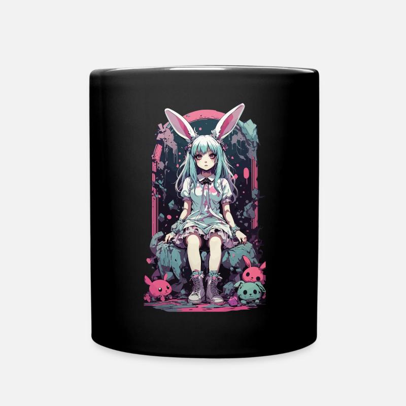 Kawaii gothique lapin Anime Pastel Kemonomimi Design - Mug uni - noir