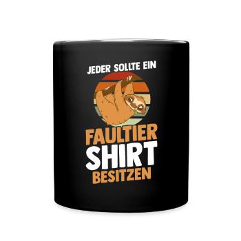 Faultier - Tasse einfarbig - Schwarz - Vorne