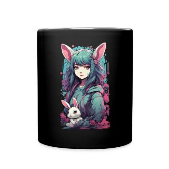 Gothic Kemonomimi Bunny Anime Streetwear - Full Colour Mug - black - Front