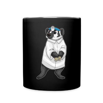 Dachs Arzt Arztkittel - Tasse einfarbig - Schwarz - Vorne