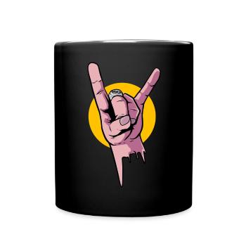 Heavy Classic Rock Rock & Roll Teufelsgruß Rocker - Tasse einfarbig - Schwarz - Vorne