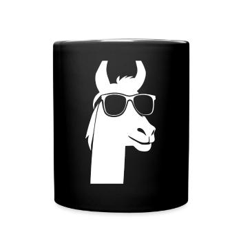 Funny Alpaca Wearing Sunglasses Cool Alpacas - Full Colour Mug - black - Front