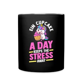 Einhorn Backen Cupcakes - Tasse einfarbig - Schwarz - Vorne