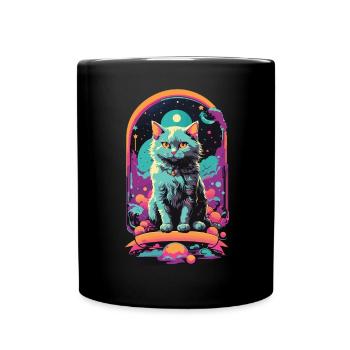 Gothic Pastel Katzen Magische Nacht Design - Tasse einfarbig - Schwarz - Vorne