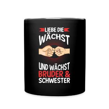 Geschwister Bruder und Schwester - Tasse einfarbig - Schwarz - Vorne