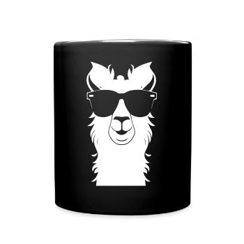 Lama drôle portant des lunettes de soleil Lamas cool - Mug uni - noir - Devant