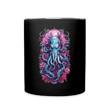 Occult Kraken Monster Halloween Goth Design - Full Colour Mug - black - Front