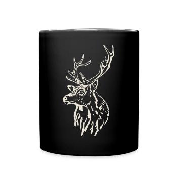 Hirschkopf [Weiß] - Tasse einfarbig - Schwarz - Vorne
