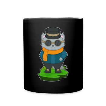 Lunettes de soleil chat - Mug uni - noir - Devant