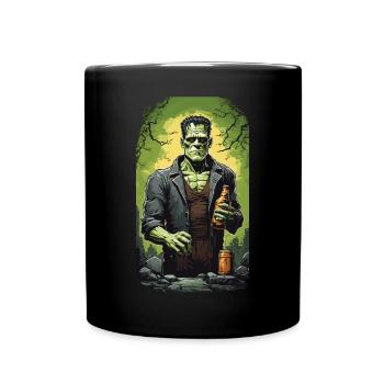 Spooky Beer Drinker Monster Halloween Design - Full Colour Mug - black - Front