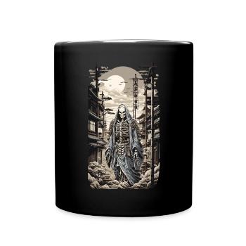 Retro Japan Yokai Skeleton Demon Ukiyo-E - Full Colour Mug - black - Front
