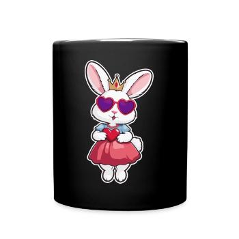 Prinzessin Hase mit Herz Krone - Tasse einfarbig - Schwarz - Vorne