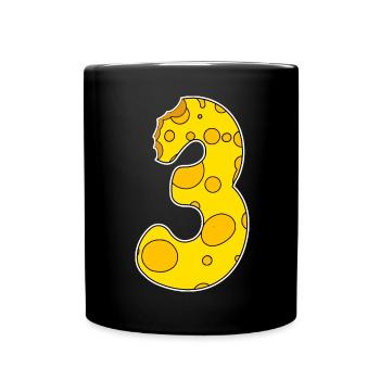 Number 3 - Three - Third - Full Colour Mug - black - Front