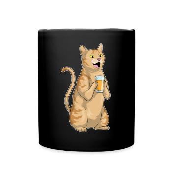 Katze Saft - Tasse einfarbig - Schwarz - Vorne