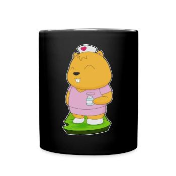 Hamster Krankenschwester Medizin - Tasse einfarbig - Schwarz - Vorne