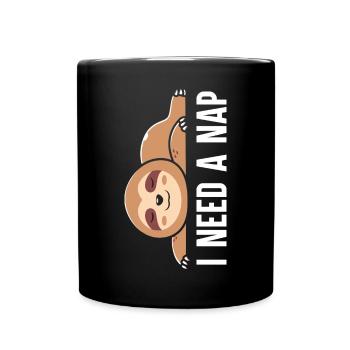 Faultierliebhaber sagt lustige faule Faultiere schlafen - Tasse einfarbig - Schwarz - Vorne