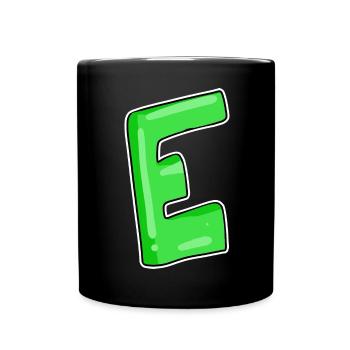 Buchstabe E Anfangsbuchstabe - Tasse einfarbig - Schwarz - Vorne