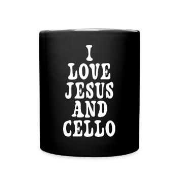 Ich liebe Jesus und Cello - Tasse einfarbig - Schwarz - Vorne