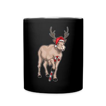 Canne de Noël de Noël de renne - Mug uni - noir - Devant