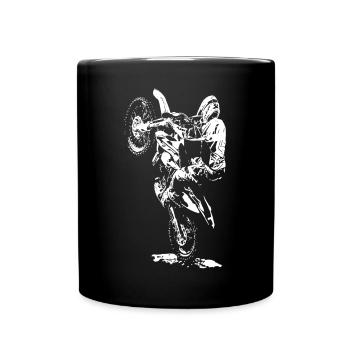 Motocross Rennen - Tasse einfarbig - Schwarz - Vorne