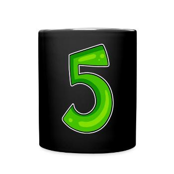 Number 5 Number Green - Full Colour Mug - black - Front