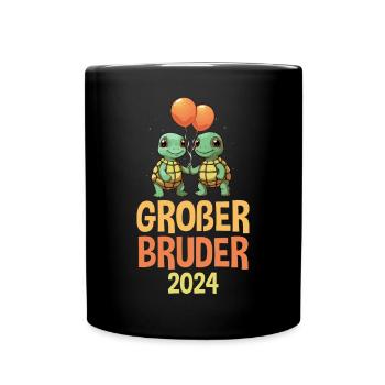 Großer Bruder 2024 Schildkröten Baby - Tasse einfarbig - Schwarz - Vorne