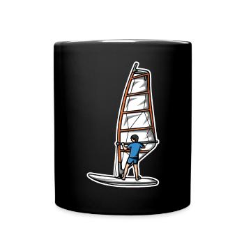 Drôle de véliplanchiste garçon - Mug uni - noir - Devant
