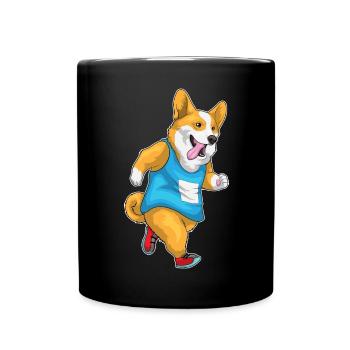 Corgi Jogger Jogging Sport - Full Colour Mug - black - Front