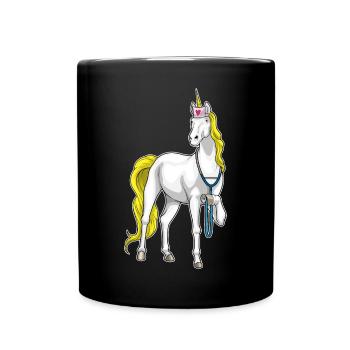 Einhorn Krankenschwester Stethoskop - Tasse einfarbig - Schwarz - Vorne