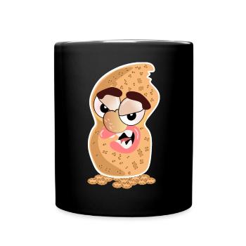 Erdnuss-Karikatur - Tasse einfarbig - Schwarz - Vorne