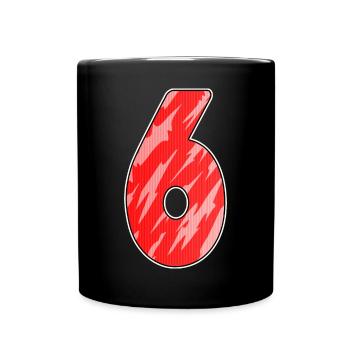 Nummer 6 Muster Rot - Tasse einfarbig - Schwarz - Vorne