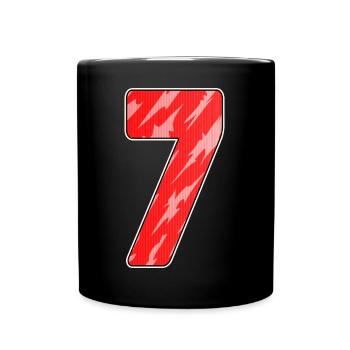 Number Seven - Number 7 Number Red - Full Colour Mug - black - Front