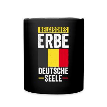Belgier Belgisch Deutsches Herz Belgien - Tasse einfarbig - Schwarz - Vorne