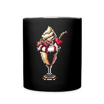 Eisbecher Pixel Grafik - Tasse einfarbig - Schwarz - Vorne