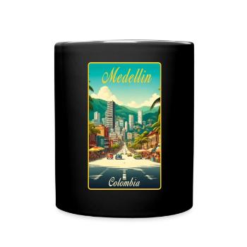 Medellin Kolumbien Retro Classic Design - Tasse einfarbig - Schwarz - Vorne