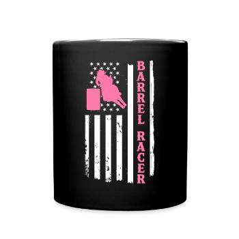 Rodeo Barrel Racing Pferd - Tasse einfarbig - Schwarz - Vorne