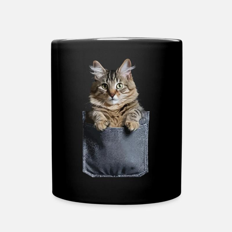 Maine Coon Katze in der Tasche Geschenk - Tasse einfarbig - Schwarz