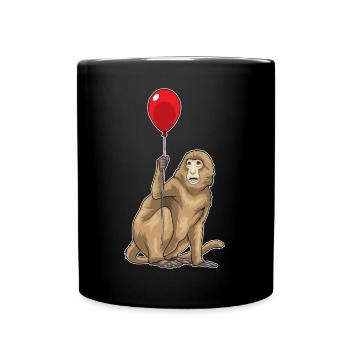 Affe Luftballon - Tasse einfarbig - Schwarz - Vorne