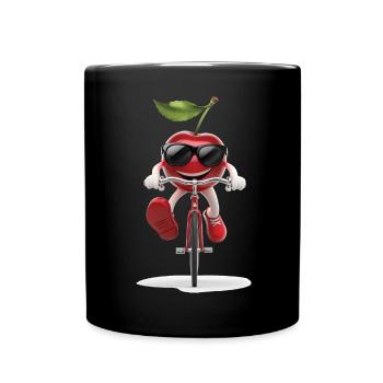 Cherry Radfahren auf dem Fahrrad Geschenk - Tasse einfarbig - Schwarz - Vorne