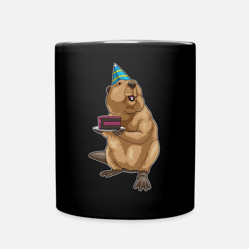 Biber Geburtstag Kuchen Partyhut - Tasse einfarbig - Schwarz